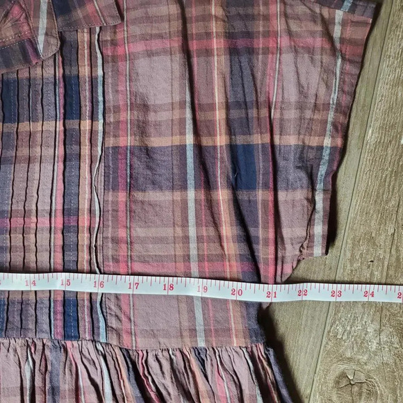 Lucky Brand Women's Short Sleeve Babydoll Tunic Shirt Plaid Size XS - Picture 7 of 12